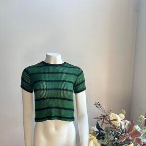 Striped Knit See Through Crop Top